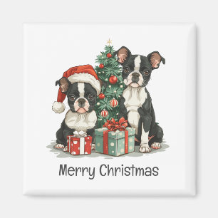 Frohe Weihnachten Boston Terrier Dogs Magnet