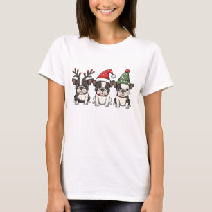 Frohe Weihnachten Boston Terrier Dogs T-Shirt