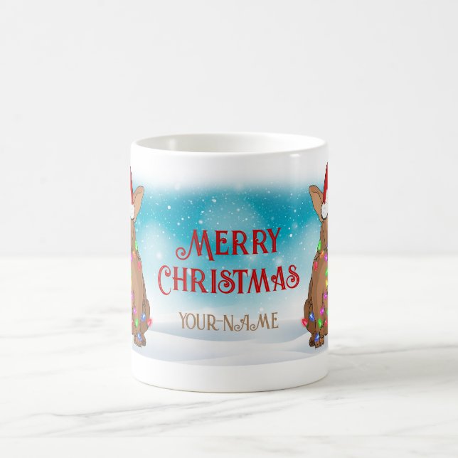 Frohe Weihnachten Boston Terrier Weihnachtsmannmüt Kaffeetasse (Mittel)