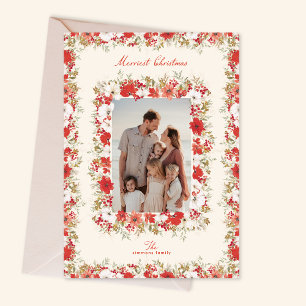 Frohe Weihnachten Botanicals Rot Elegant Bilderrah