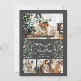 Frohe Weihnachten Botanische 4 Foto-Karte