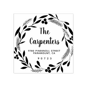 Frohe Weihnachten Botanische Garland Handwriting Gummistempel