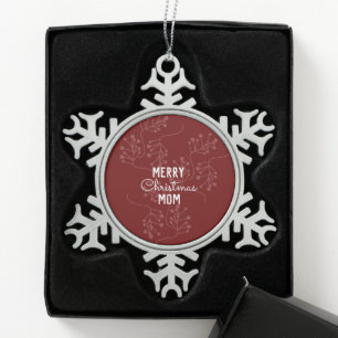 Frohe Weihnachten Botanische Sprigs Schneeflocken Zinn-Ornament