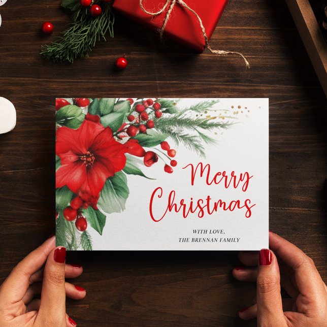 Frohe Weihnachten botanische Vegetation (Merry Christmas Botanical Greenery Holiday Card)