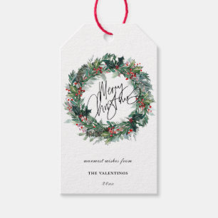 Frohe Weihnachten Botanischer Berry Wreath Geschenkanhänger