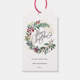 Frohe Weihnachten Botanischer Kranz Geschenkanhänger