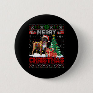 Frohe Weihnachten Boxer Dog Liebhaber Familie Ugly Button