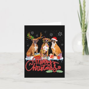 Frohe Weihnachten Boxer Dog Santa Reindeer Light X Karte