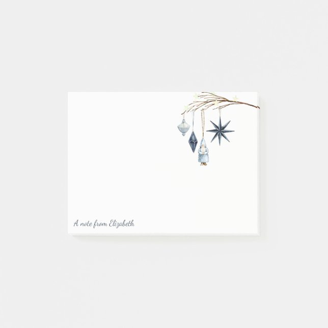 Frohe Weihnachten, Branch, Balls, Weihnachtsmann,  Post-it Klebezettel (Vorderseite)