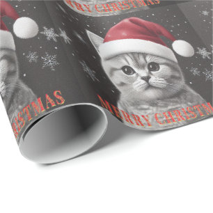 Frohe Weihnachten Britische Kurzhaar Cat, Santa Ca Geschenkpapier