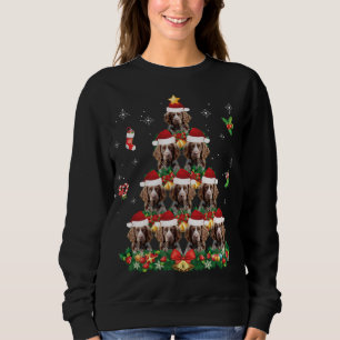 Frohe Weihnachten Brittany Spaniel Dog Santa Tree  Sweatshirt