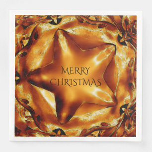 Frohe Weihnachten Brown Gold Kupfer Elegant Star Serviette