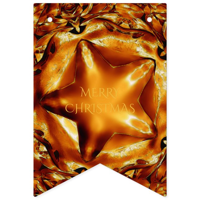 Frohe Weihnachten Brown Gold Kupfer Elegant Star Wimpelkette (Erste Fahne)