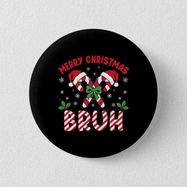 Frohe Weihnachten Bruh Candy Cane Liebe Xmas Light Button (Vorderseite)