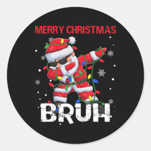 Frohe Weihnachten Bruh Dabbing Weihnachtsmänner We Runder Aufkleber