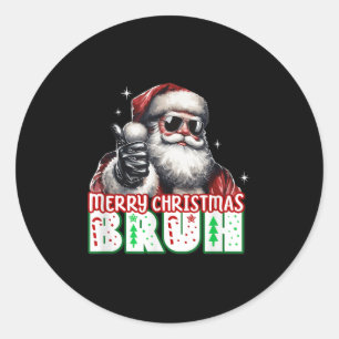 Frohe Weihnachten Bruh Daumen hoch Chill Santa Cla Runder Aufkleber
