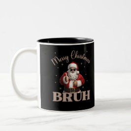 Frohe Weihnachten BRUH Funny Design Zweifarbige Tasse