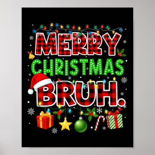 Frohe Weihnachten Bruh Funny Red Kariert Teens Boy Poster
