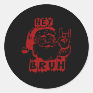 Frohe Weihnachten Bruh Funny Santa Claus Retro Men Runder Aufkleber