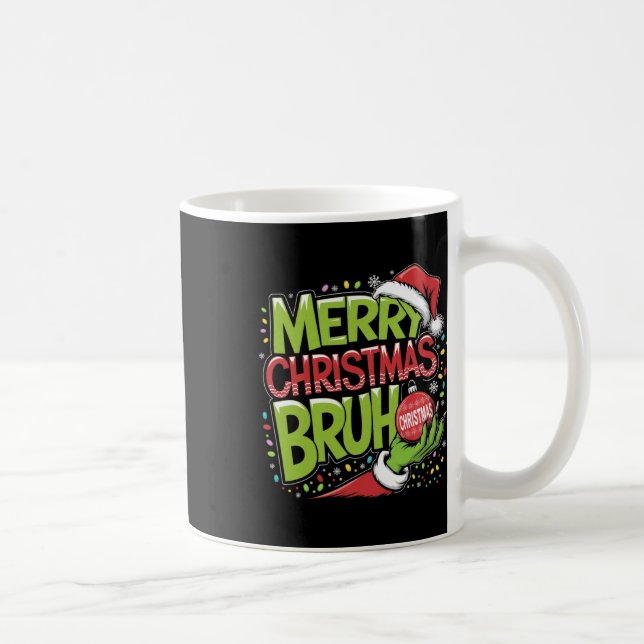 Frohe Weihnachten Bruh Green Hand Weihnachtsmannmü Kaffeetasse (Rechts)