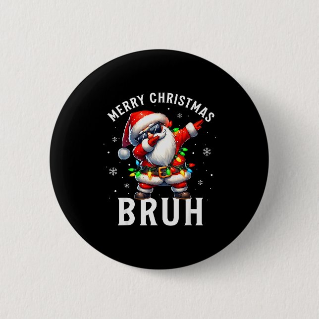 Frohe Weihnachten Bruh Lustiger Santa Claus Retro  Button (Vorderseite)