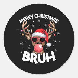 Frohe Weihnachten Bruh Reindeer Funny Xmas Teens K Runder Aufkleber