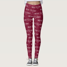 Frohe Weihnachten Buchstabierte Burgunderrote Legg Leggings