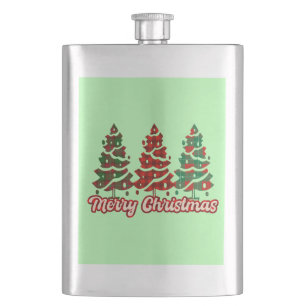 Frohe Weihnachten Buffalo Kariert Bäume Design-420 Flachmann
