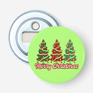 Frohe Weihnachten Buffalo Kariert Bäume Design-420 Flaschenöffner