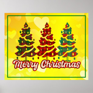 Frohe Weihnachten Buffalo Kariert Bäume Design-420 Poster