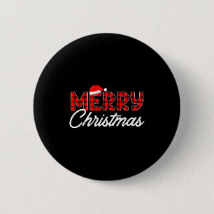 Frohe Weihnachten Buffalo Kariert Roter Weihnachts Button