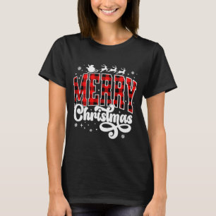 Frohe Weihnachten Buffalo Kariert Roter Weihnachts T-Shirt