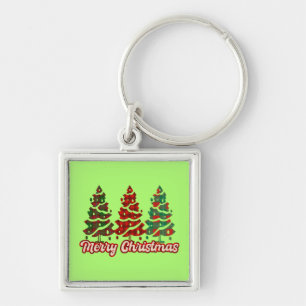 Frohe Weihnachten Buffalo Karo Bäume Design-42019 Schlüsselanhänger