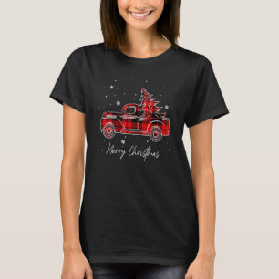 Frohe Weihnachten Buffalo Truck Baum Rot Kariert F T-Shirt