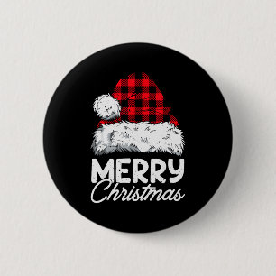 Frohe Weihnachten Büffel Kariert Roter Weihnachtsm Button