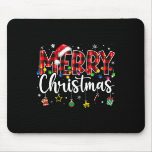 Frohe Weihnachten Büffel Kariert Roter Weihnachtsm Mousepad
