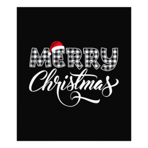 Frohe Weihnachten Büffel schwarz-weiß kariert für Fotodruck