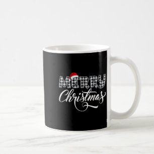 Frohe Weihnachten Büffel schwarz-weiß kariert für Kaffeetasse