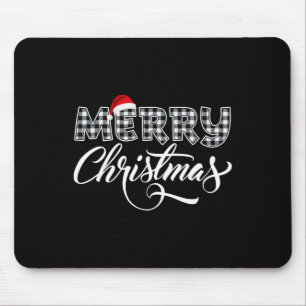Frohe Weihnachten Büffel schwarz-weiß kariert für  Mousepad