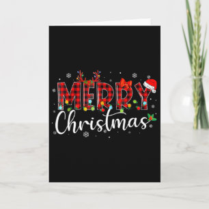 Frohe Weihnachten Büffelkariert Rote Santa-Mütze X Karte