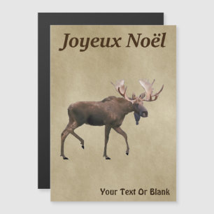 Frohe Weihnachten - Bull Moose auf altem Papier Magnetkarte