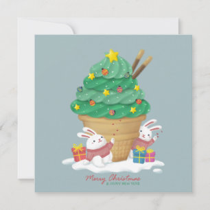 Frohe Weihnachten: Bunnies & Ice Cream Feiertagskarte