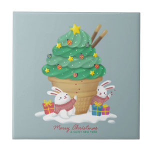 Frohe Weihnachten: Bunnies & Ice Cream Fliese