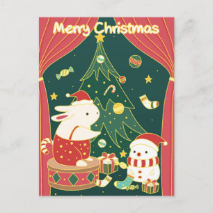 Frohe Weihnachten Bunnies Postcard Postkarte