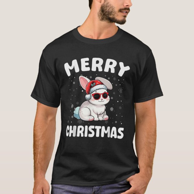 Frohe Weihnachten Bunny Merry Xmas Funny Boy Girl  T-Shirt (Vorderseite)