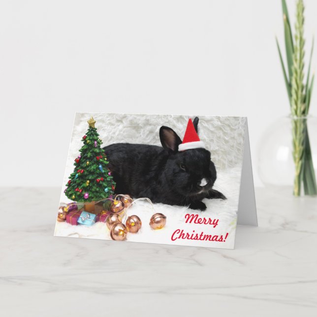 Frohe Weihnachten Bunny Rabbit in einer Weihnachts Karte (Vorderseite)