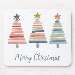 Frohe Weihnachten bunt gestapelte Bäume Mousepad