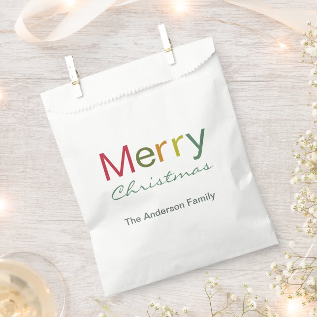 Frohe Weihnachten bunt Text Familie Party Geschenktütchen (Ausgeschnitten)
