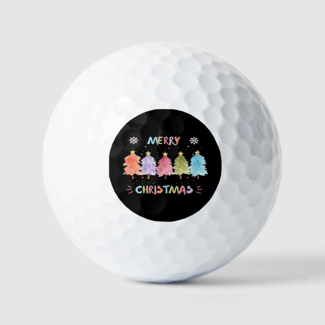 Frohe Weihnachten Bunte Bäume Essential Golfball (Vorderseite)