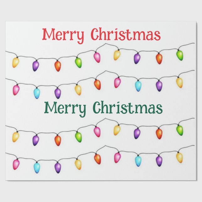 Frohe Weihnachten Bunte Lichter Geschenkpapier (Flach)